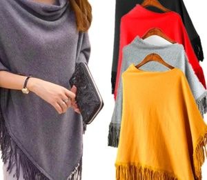 Women's asymmetrical ethnic cape